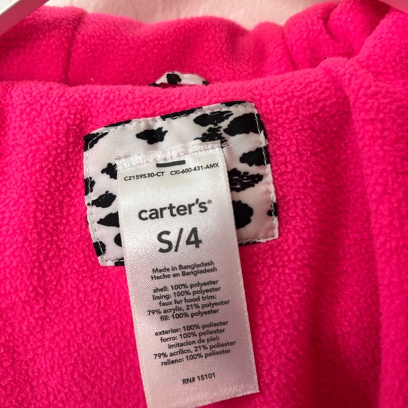 Carter’s Girls Puffer Jacket- S (4) pink, white, black - Picture 5 of 5